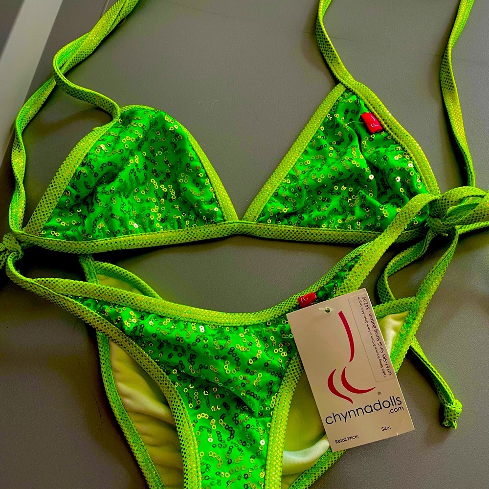 Chynnadolls Neon Green Sequined Two-Piece